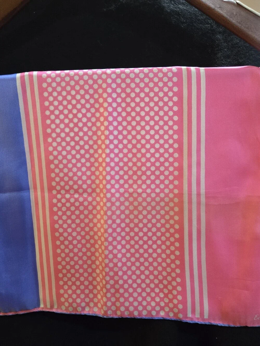 Saks Fifth Avenue Hot Pink and Periwinkle Silk Scarf